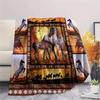 1Pc Horse Puzzle Print Flannel Blanket, High quality Comfortable for All Seasons, Home Decor, Warmth and Comfort, Perfect for Christmas Gifts