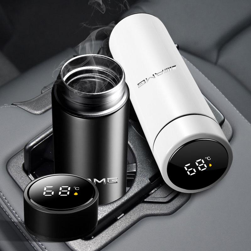 1Pcs Car Smart Thermos Bottle With Temperature Display Coffee Cup For Mercedes Benz AMG GLC GLE CLA W205 W204 W203 W211 W212 W213 W201 W210 W124