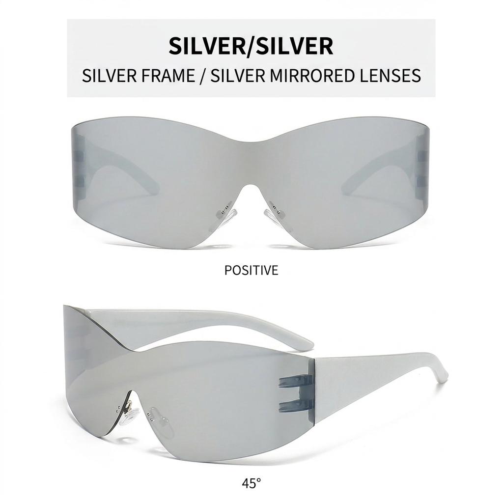 Sports Cycling Sunglasses Polarized Irregular Rimless Sunglasses Uv400 Shades Irregular Large Frame Sunglasses For Driving