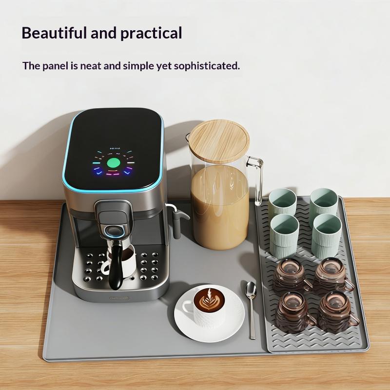 1/2 Peças Almofada de Máquina de Café de Silicone, Almofada Drenante Antiderrapante, Almofada de Secagem de Tigelas, Bandeja de Bancada de Mesa de Jantar de Cozinha de Silicone