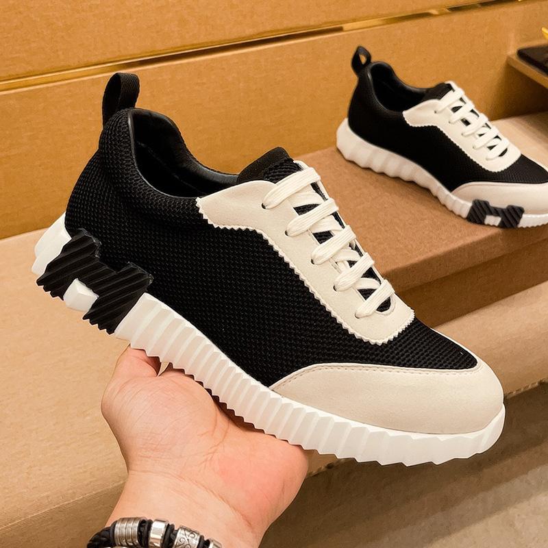 Outdoor Casual Shoes Men's Matte Leather Breathable Running Shoes Trendy Brand Light Luxury Fashion Contrasting Sports Shoes