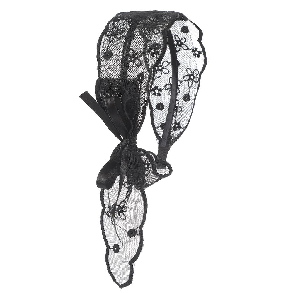 Solid Color Wide Mesh Flower Headband Bow Hairbands for Women Hair Accessories Headbands
