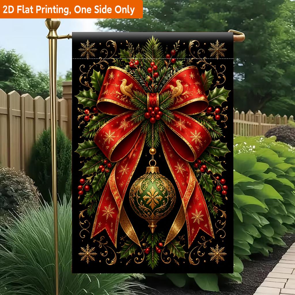 2D Flat, 2D Flat Printing Garden Flag 1pc, Christmas Ornament Decoration Durable Single-Sided Print Yard Flag, Garden & Home Holiday Decoration, 29.97