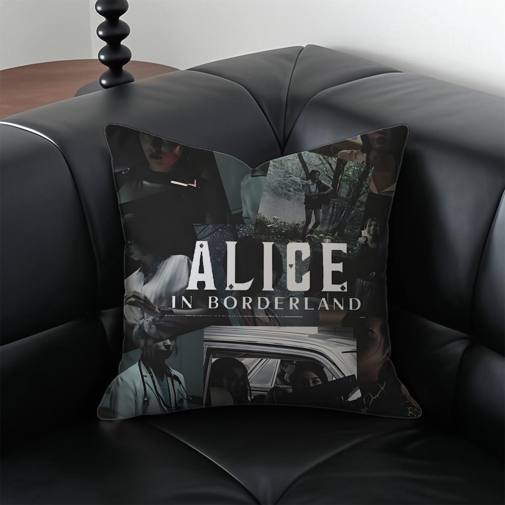 AAlice In BBorderland Cushion Cover Pillow Case Antidustmite Invisible Zipper Silky Short Plush Sofa Cushion