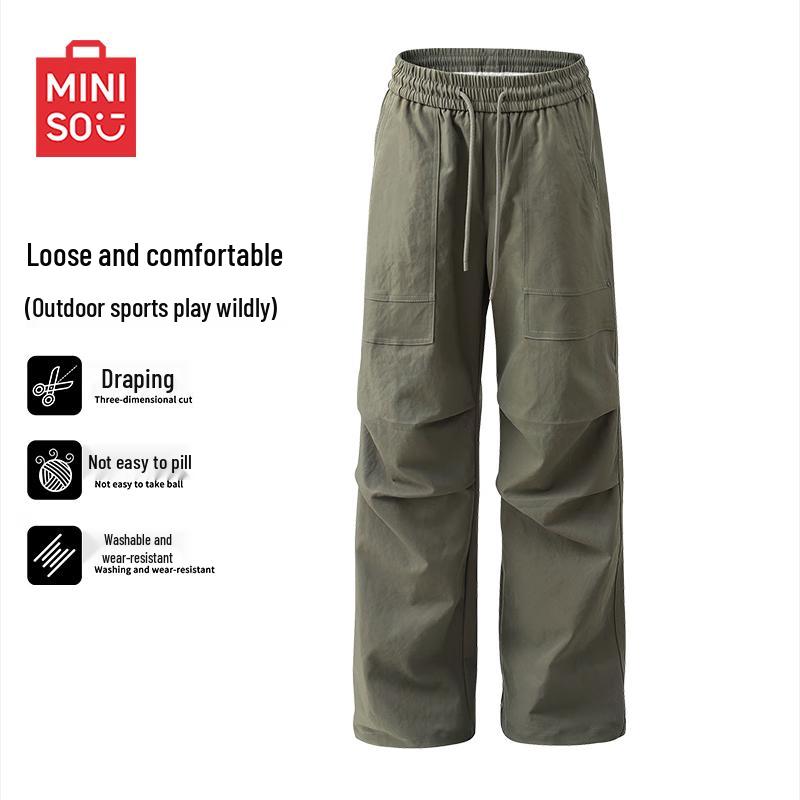 MINISO Unisex Vintage Loose-Fit Cargo Parachute Pants