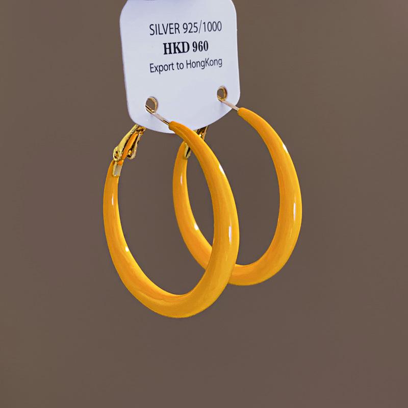 2025 Yellow Circle Light Luxury Stud Earrings: Unique High-End Design for Women