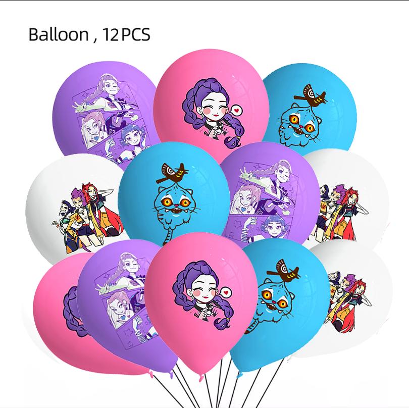 Nuovo Set Festa con Palloncini Cacciatore di Demoni K-pop Stendardo Tavola Decorazioni Festa di Compleanno Festa Kpop Coreana Anime Palloncini Topper per Torta