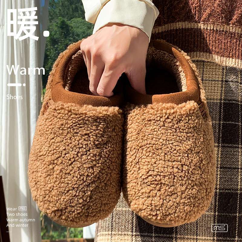 Cotton Slippers Winter New Couple Indoor Home Non-slip Warm Plush Mop Cotton Shoes Winter