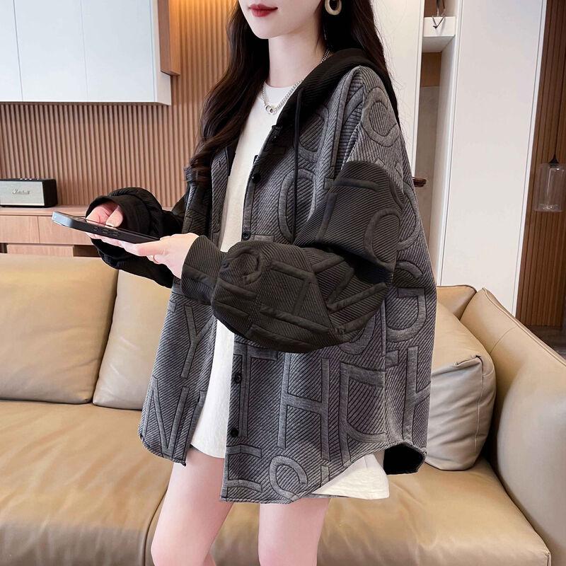 La Chapelle Grey-Black Contrast Letter Sweatshirt Jacket