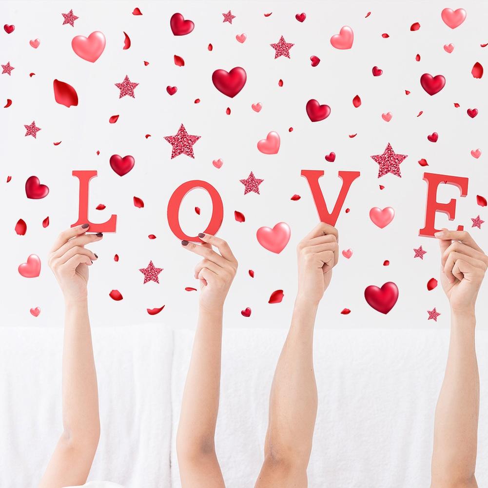 Valentine Star Heart PVC Matte Stickers For Living Room Bedroom Wall Decoration Waterproof And Backing