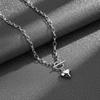 Korean version of three-dimensional love OT buckle necklace women's retro fashion light luxury high-end hip-hop peach heart collarbone chain