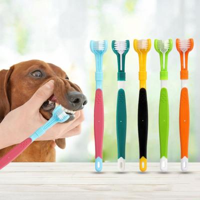 Zubní kartáček Pet Finger Pohodlné uchopení Čištění zubů Plastový třístranný kartáček na špatný dech Péče o zuby pro Pet Shop