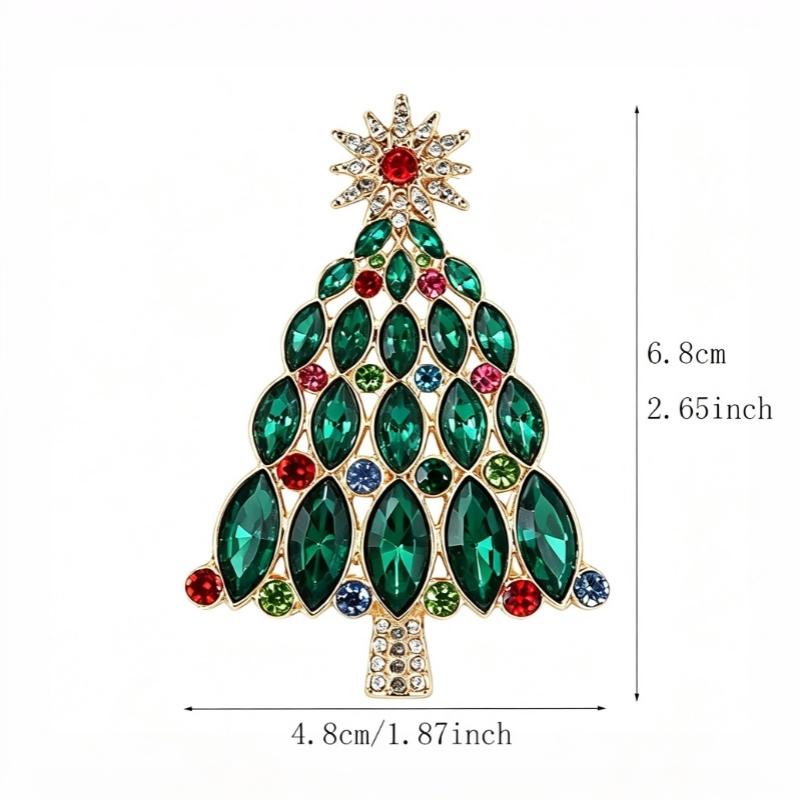 Exquisite Colored Rhinestone Crystal Christmas Tree Brooches Pin For Women Jewelry Accessries Gifts