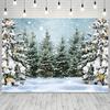 Rustic Snow Forest Christmas Backdrop Winter Wonderland Scene for Photography, Party Decor  Photo Booth Props