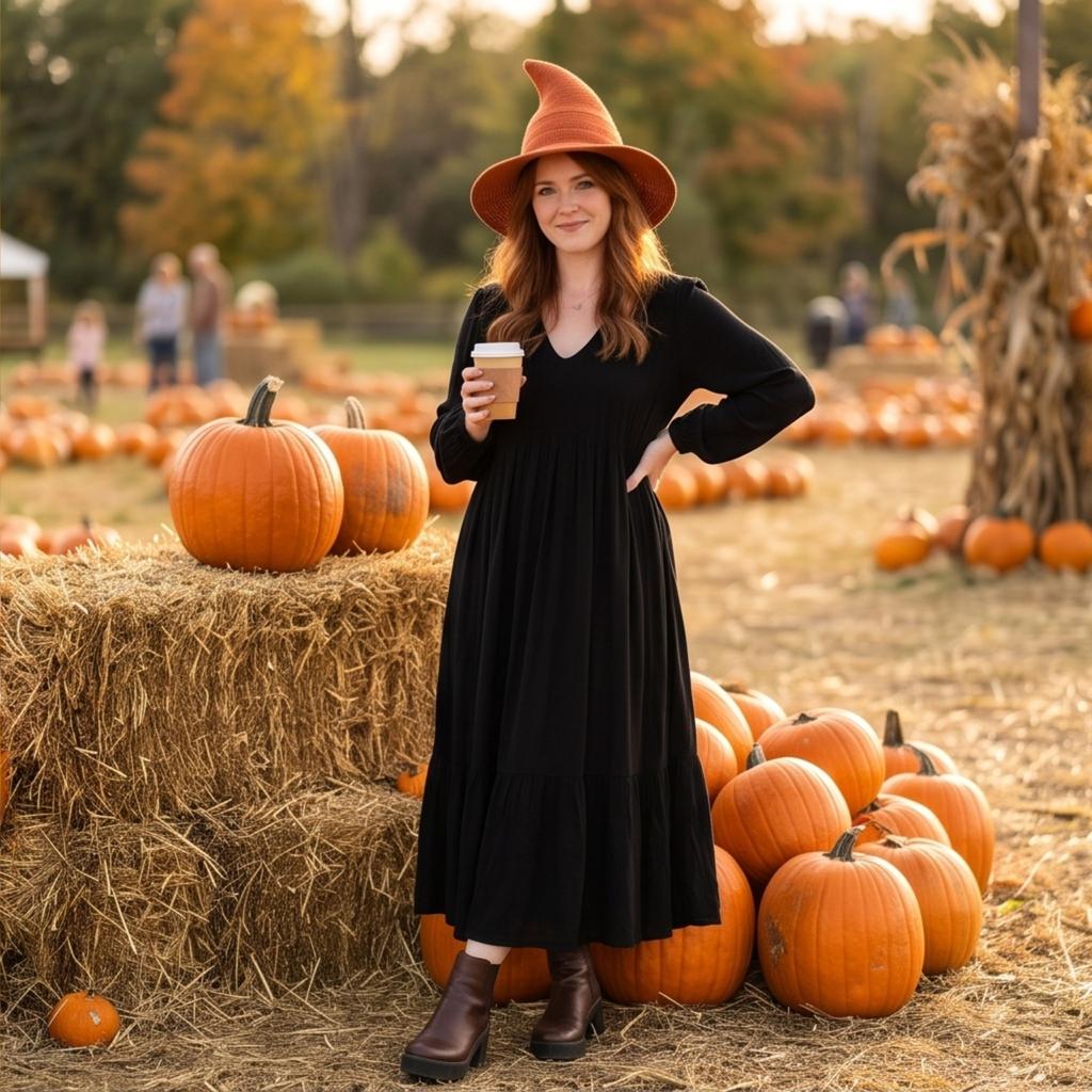 Foldable Knit Pointed Witch Hat for Halloween - Size