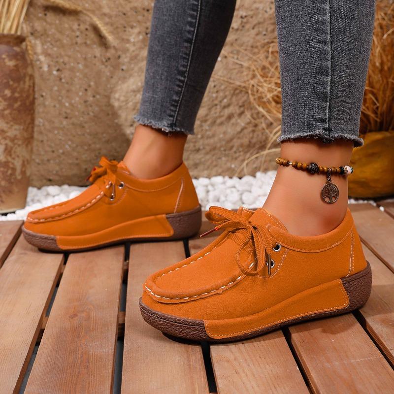 Women's Wide Width Fabric Slip-On Loafers - Platform Rocking Sole Shoes for Fall, Casual Chunky Bottom Shoes with Memory Foam Comfort