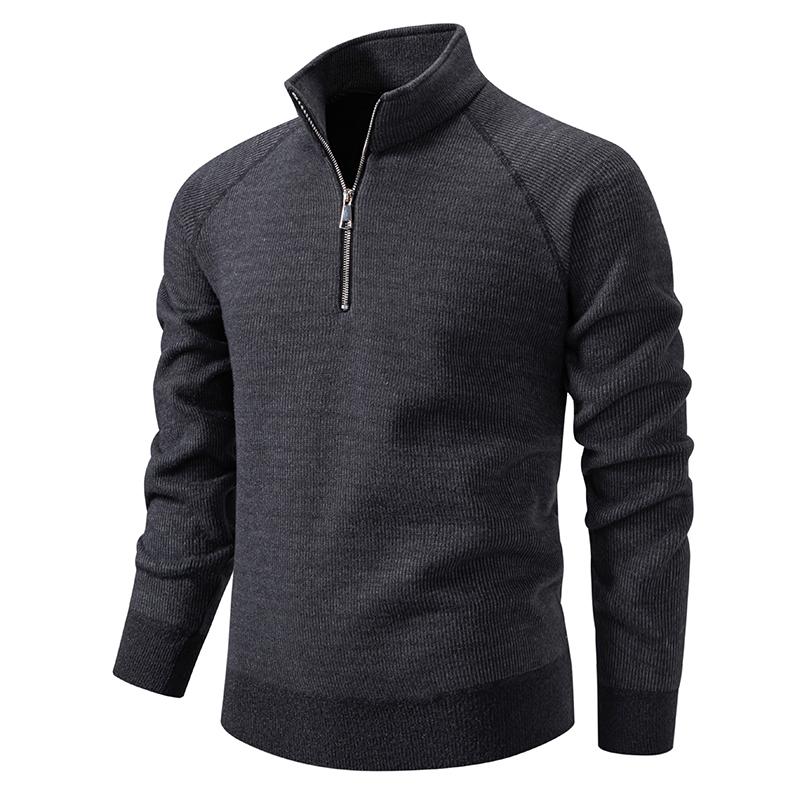2025 Herbst Winter Herren Half-Zip Freizeitpullover Herren Einfarbig Stehkragen Pullover Männlich Strickpullover Herren Oberbekleidung
