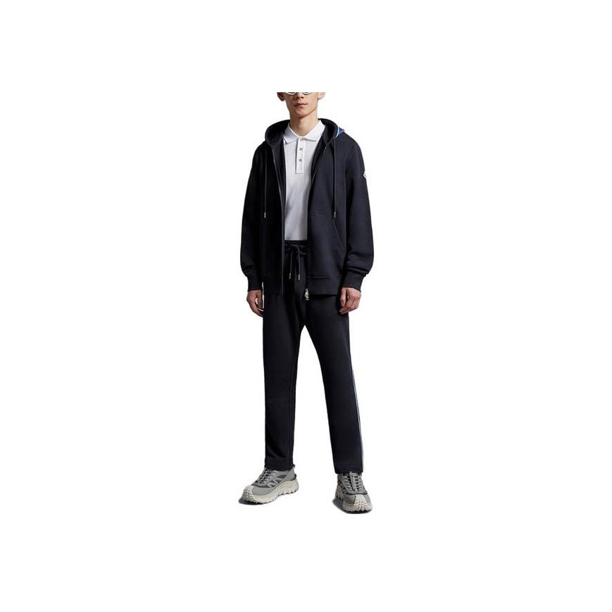 Moncler Ss23 Striped Drawstring Elastic Sports Pants Men bottoms Navy-Blue I10918H00034899YE778