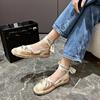 Fashion New Summer Women's Personalized Espadrille Strap Flat Roman Style Baotou Sandals Fashion Outdoor Beach Women's Shoes Size 35-40