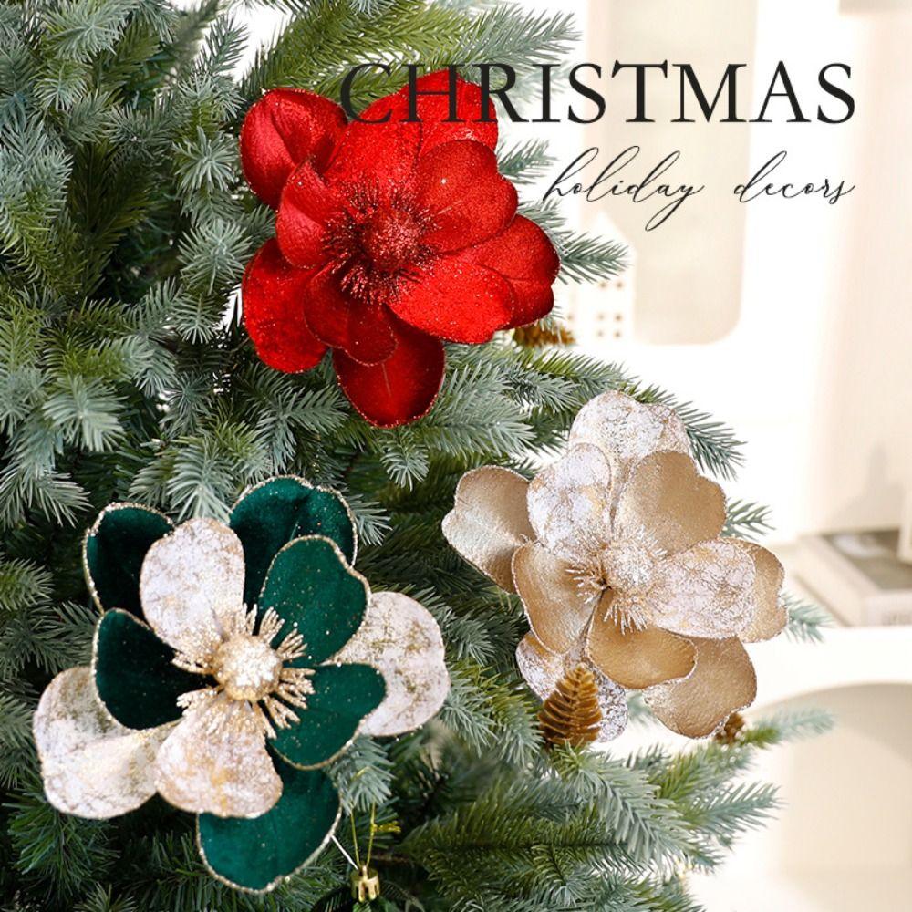 Multi-color Artificial Christmas Flowers Flower Head Xmas Tree Ornaments  Event Layout