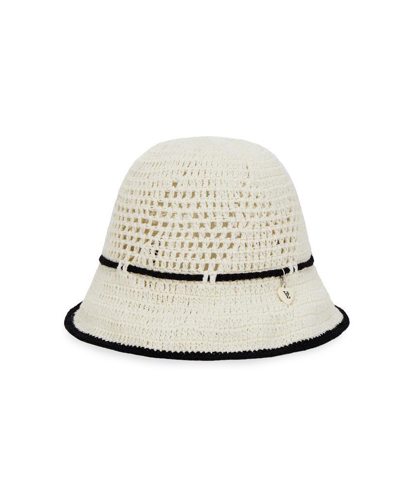 Bajal Heart Chain Crochet Ribbon Bucket Hat Black