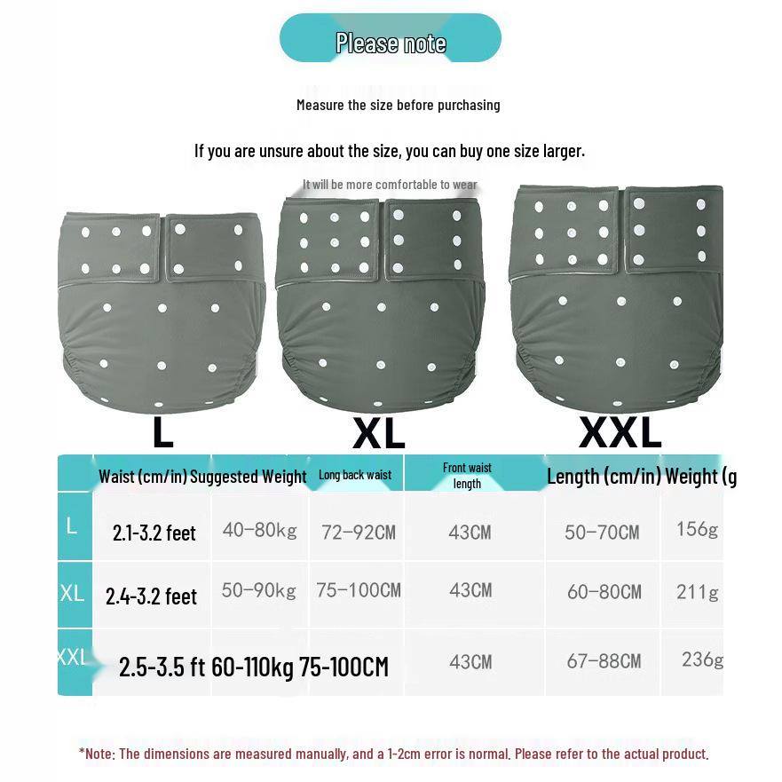 Washable Waterproof Adult Incontinence Pants - Leak-Proof Cloth Diapers for Elderly Care