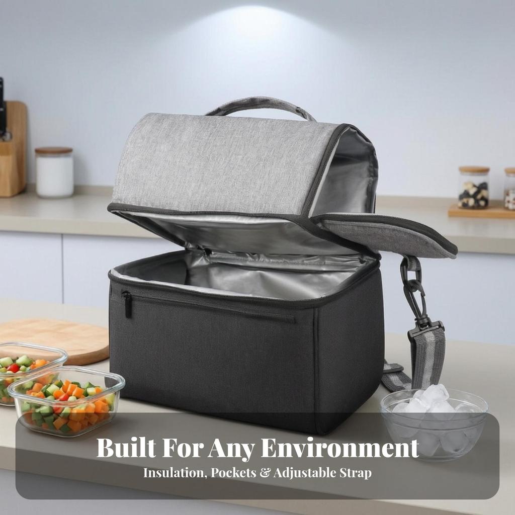 Two-Compartment Insulated Cooler Bag Lightweight for Picnics