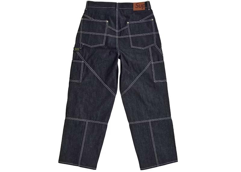 Supreme Contrast Stitch Double Knee Painter Jean Rigid Indigo
