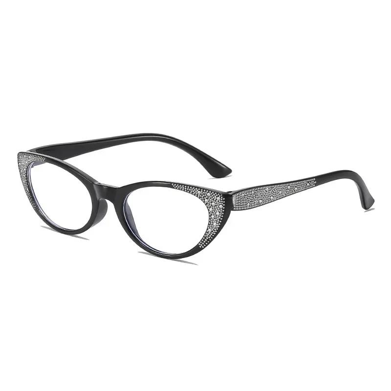 Women Men Trendy Reading Glasses Ladies Retro Ultralight Cat Eye Presbyopia Glasses Luxury Shining Diamond Far Sight Eyeglasses