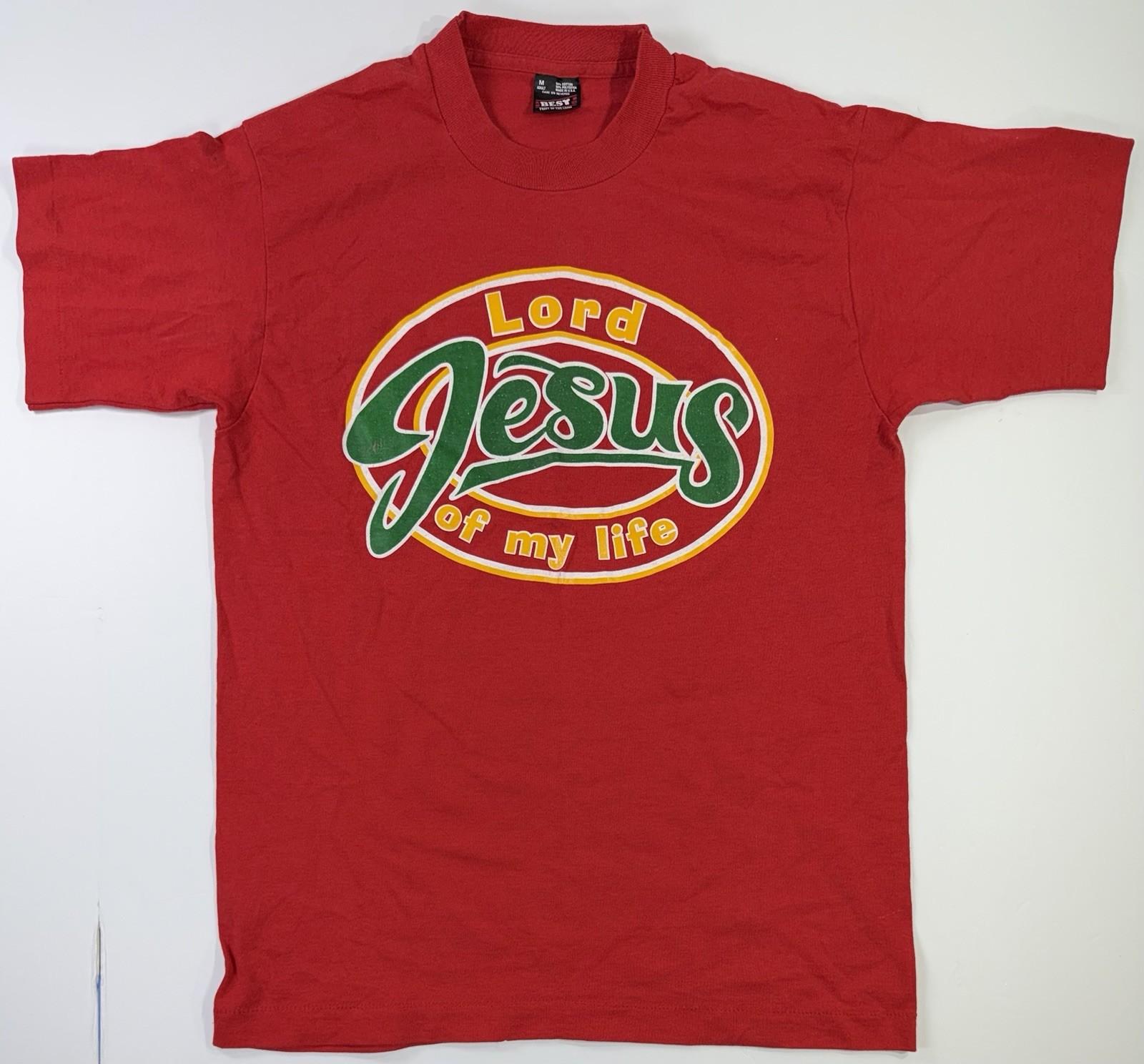 Vintage 90s Lord Jesus Of My Life Christian Graphic Red USA M Unisex T-Shirt M