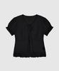 HAINT Sia Sheering Crop Tie Blouse 2Col_Black