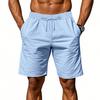 Men Summer Beach Shorts with Pockets Drawstring Elastic Waist Solid Color Versatile Casual Shorts for Daily Wear