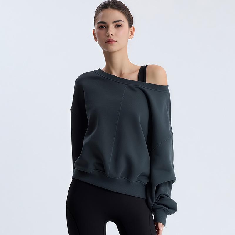 

Women s One-Shoulder Loose Yoga Hoodie for Casual Outdoor Running One Size