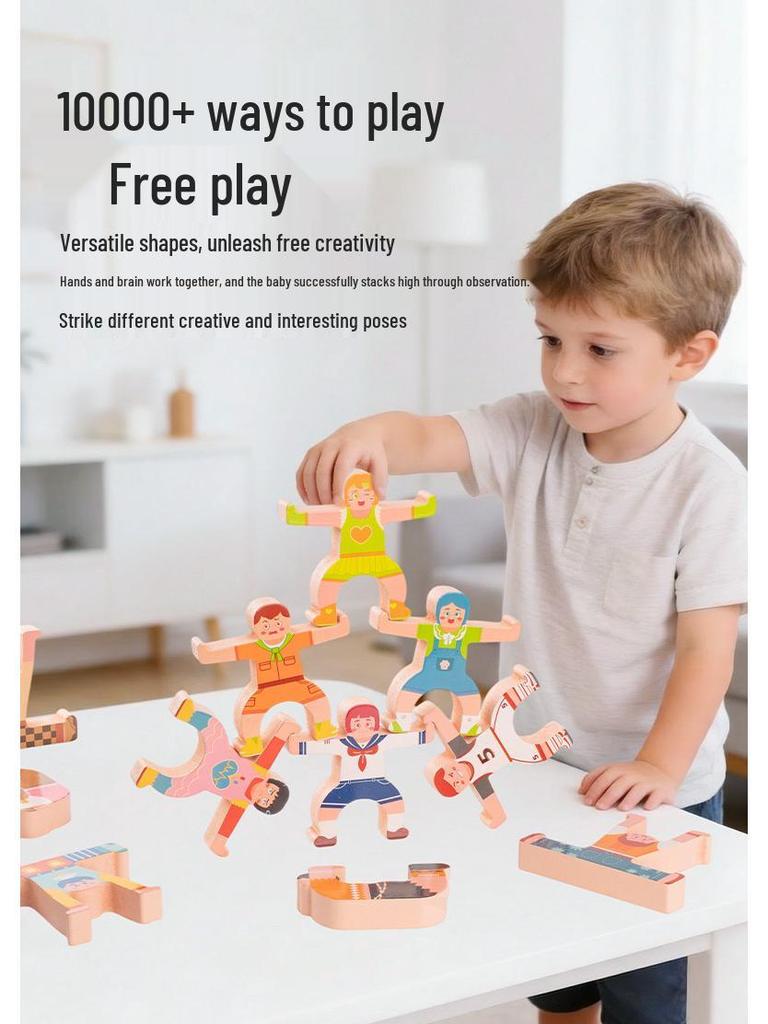 CE CPC Certified Children's Educational Wooden Hercules Balance Blocks: Parent-Child Early Education Stacking Toy.