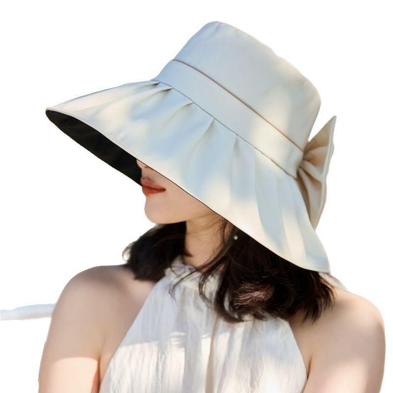 Women's summer bighorn hat outdoor UV protection cycling visor elegant fashion big bow sun hat