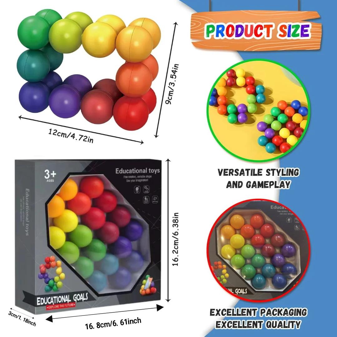 

Cool Sensory Toys Rainbow Ball Gadgets Toy,Stress Relief Inseparable Fidget Toys for Adults, ADHD, Desk Toys,kids Christmas gift