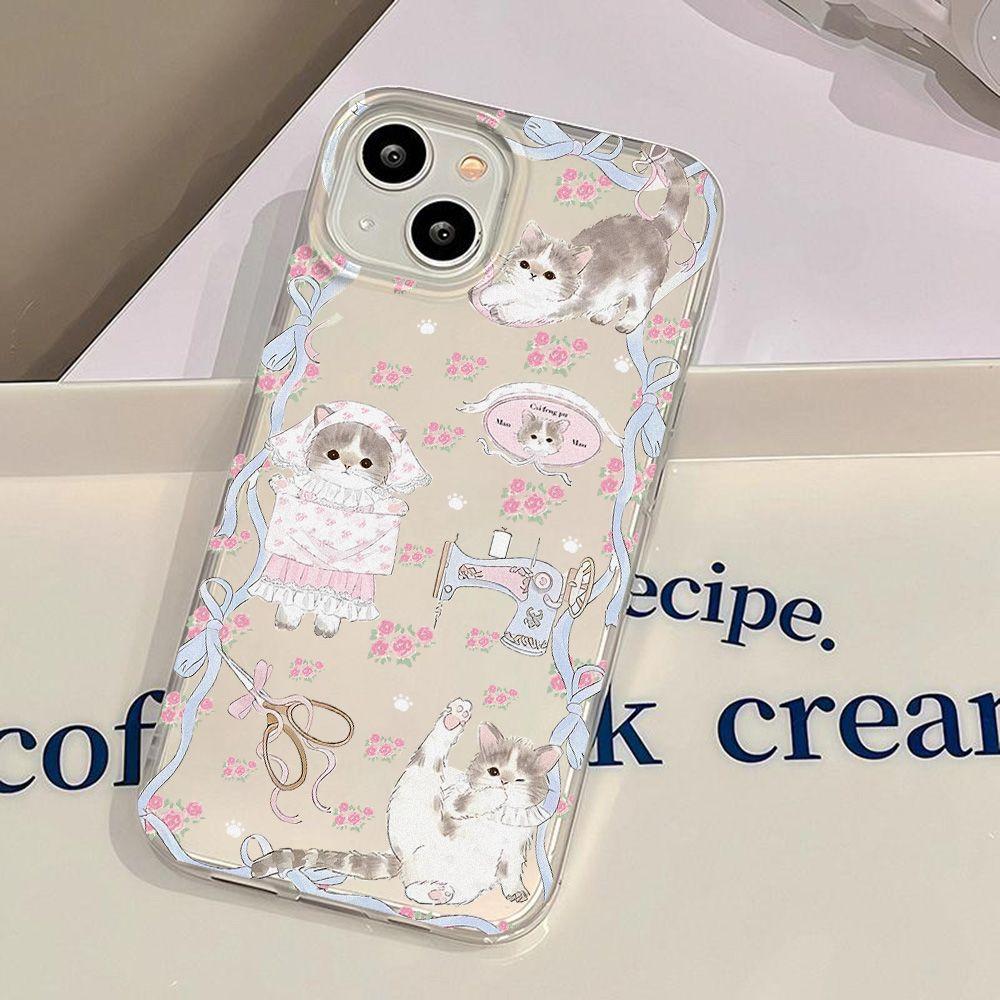 Floral princess cat is suitable for iPhone17promax Apple 17 matte mobile phone case 16/15 anti-drop ins wind