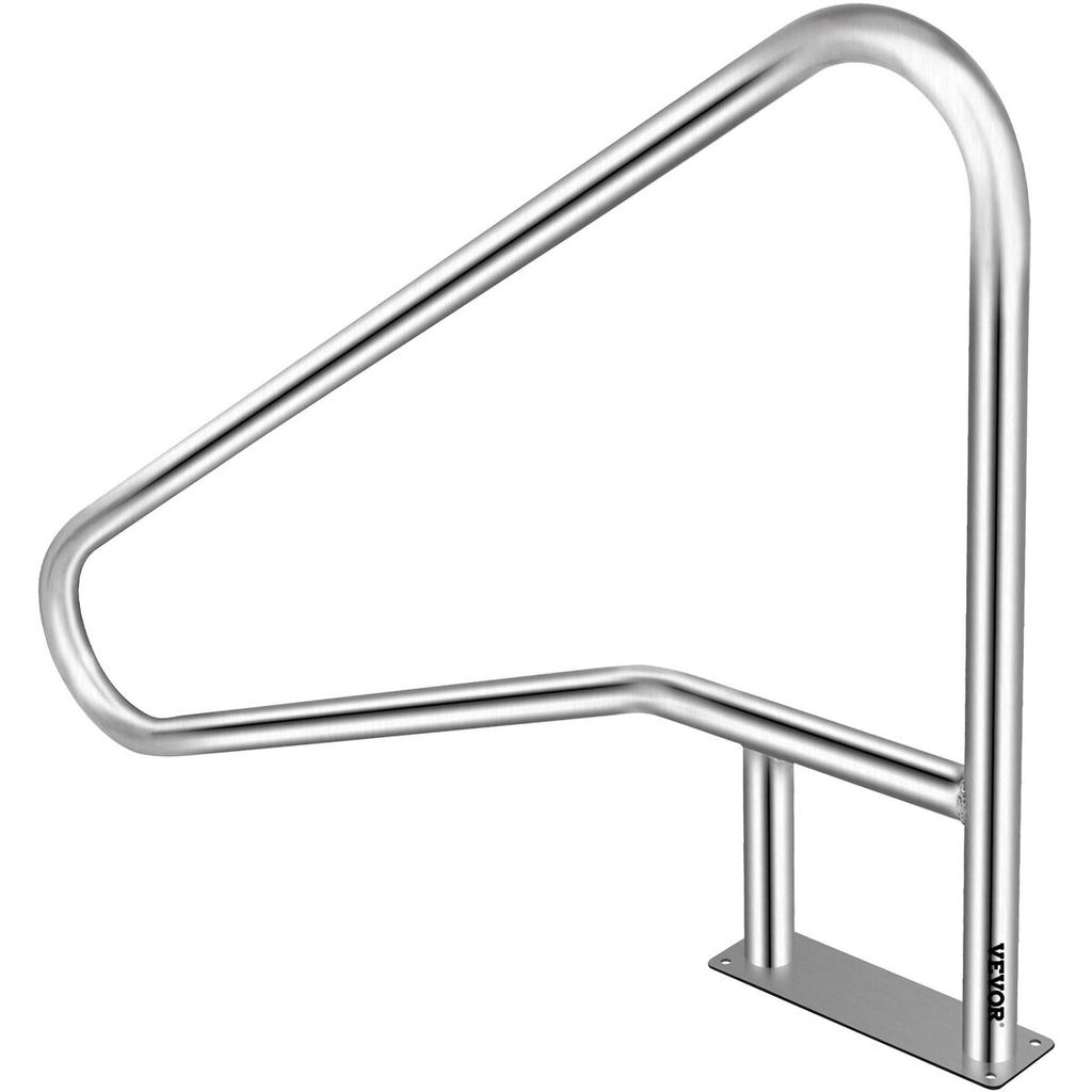 Pool Rail 55x32" Pool Railing 304 Stainless Steel 250LBS Load Capacity Silver Rustproof Pool Handrail Humanized Swimming Pool Handrail with Blue Grip