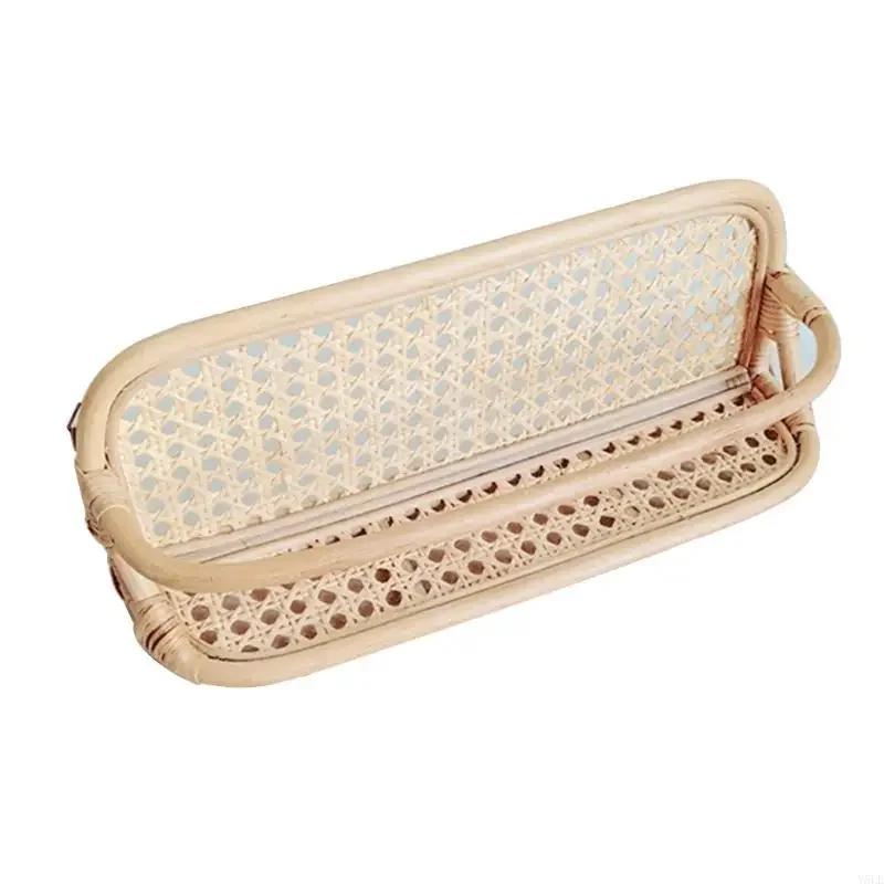 1pc Handmade Rattan Wall Mount Rack Minimalist Hanging Shelves Kitchen Spice Holder Essential Storage & Organization Rack Home