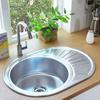 VidaXL Kitchen Sink with Strainer and Trap Oval Stainless Steel
