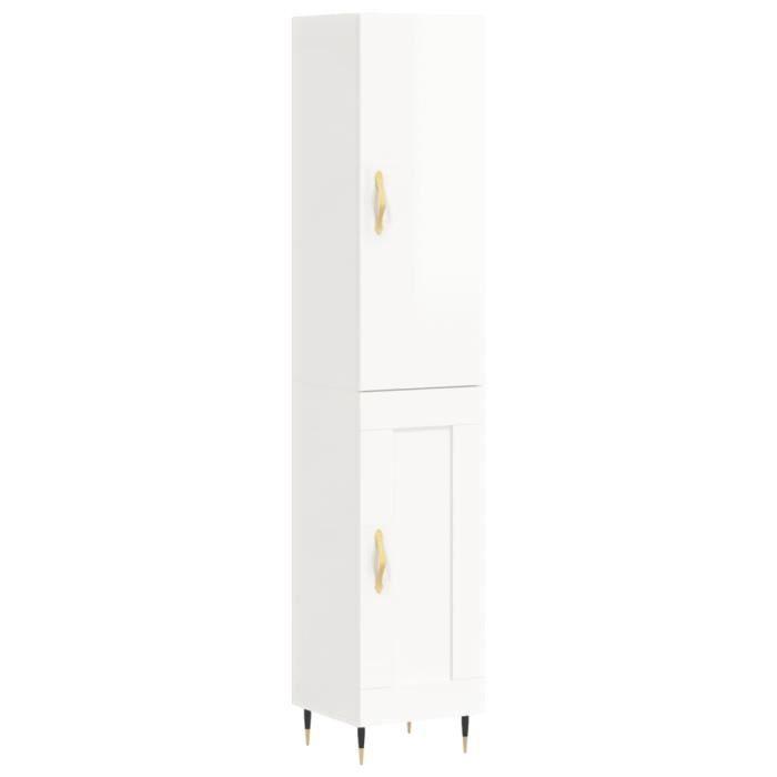 VidaXL Buffet haut Blanc brillant 34,5x34x180 cm Bois d'ingénierie 3199091