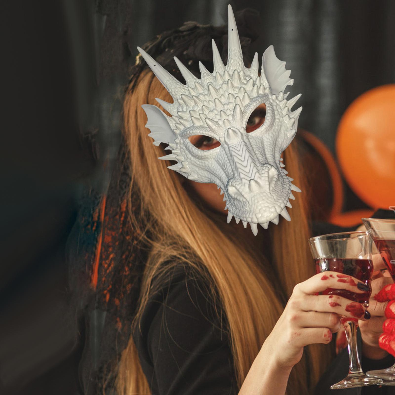

Dragon Cosplay Props Fantasy Novelty 3D Party Half Face for Carnival Halloween білий