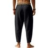 Men's Linen Loose Fit Color Wide Leg Pants with Tapered Hem for Business Casual