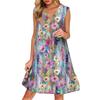 Women's Casual Fashion Breathable V-neck Vest With Pockets Floral Holiday Dress