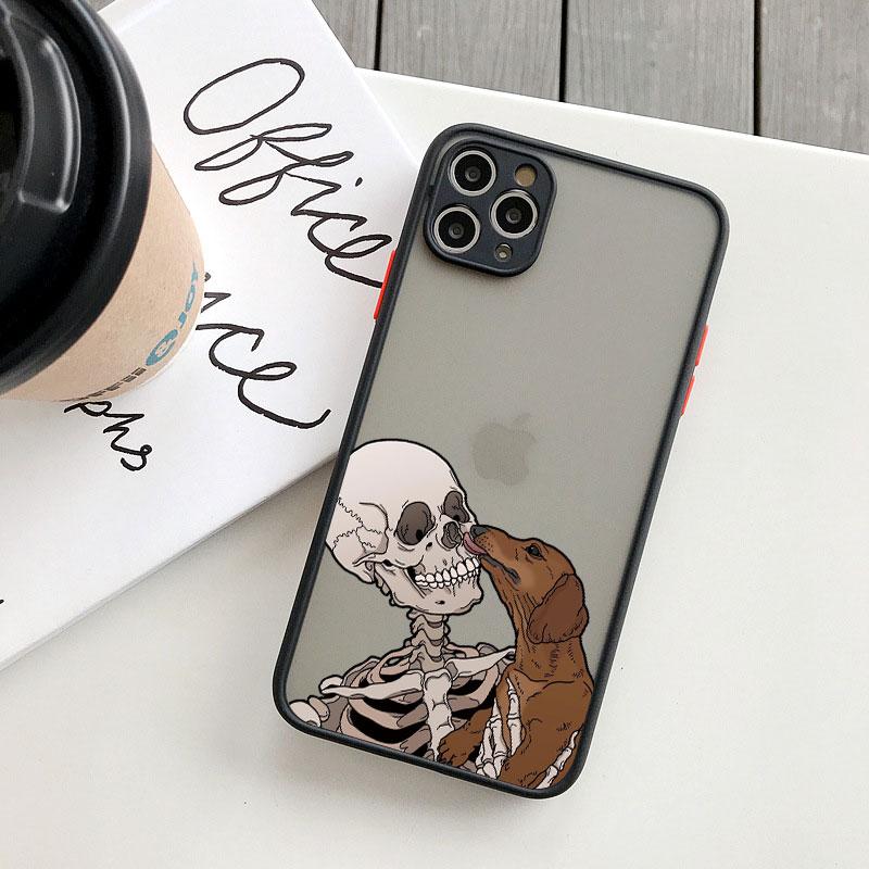 Luxury Funny Cute Skeleton Skull Cat Case for iPhone X XS XR 16 15 14 13 12 11 Pro Max SE2 7 8 Plus Shockproof Back Cover Funda