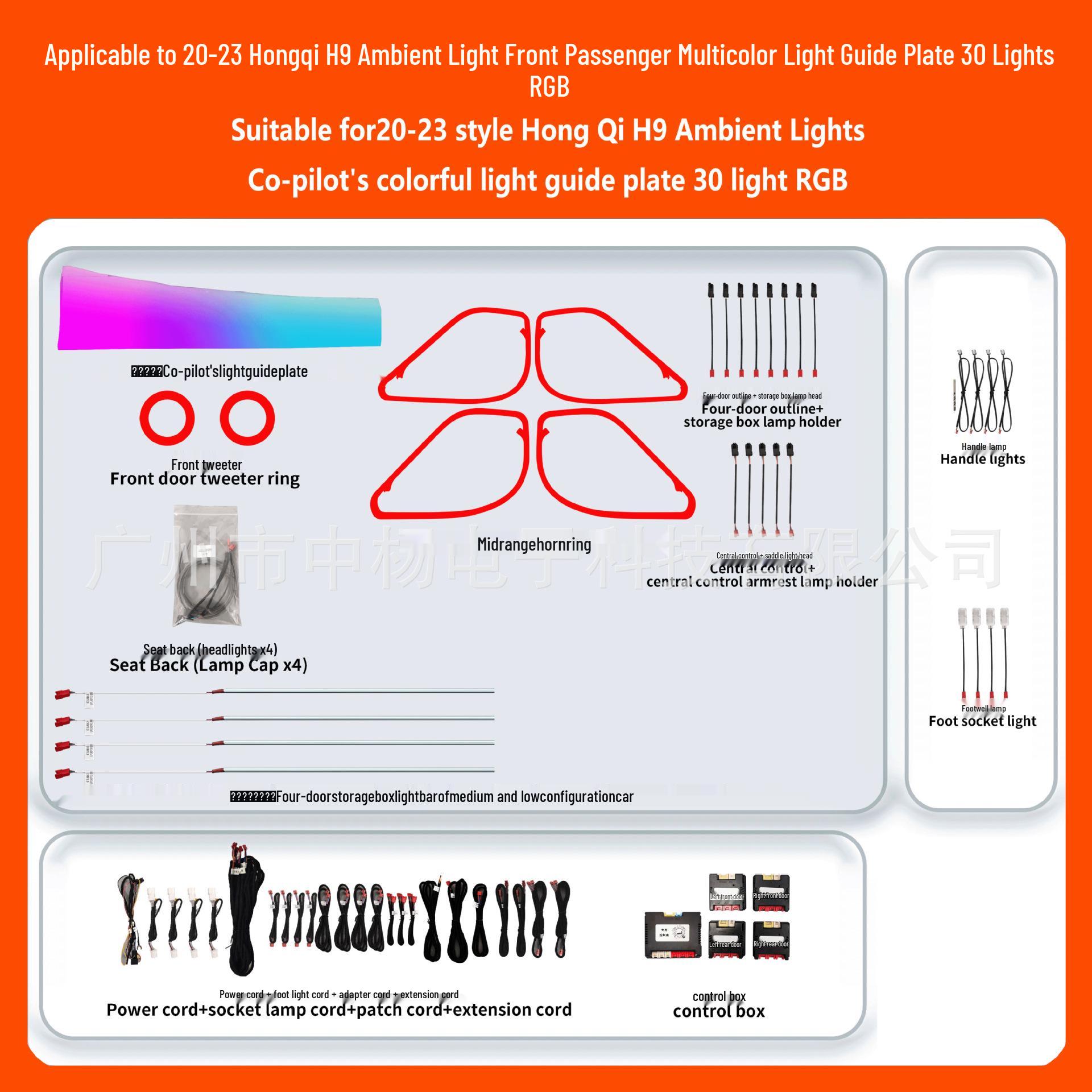 

Hongqi H9 Ambient Co-Pilot RGB Light Guide Plate (20-23 Models, 30 Lights)