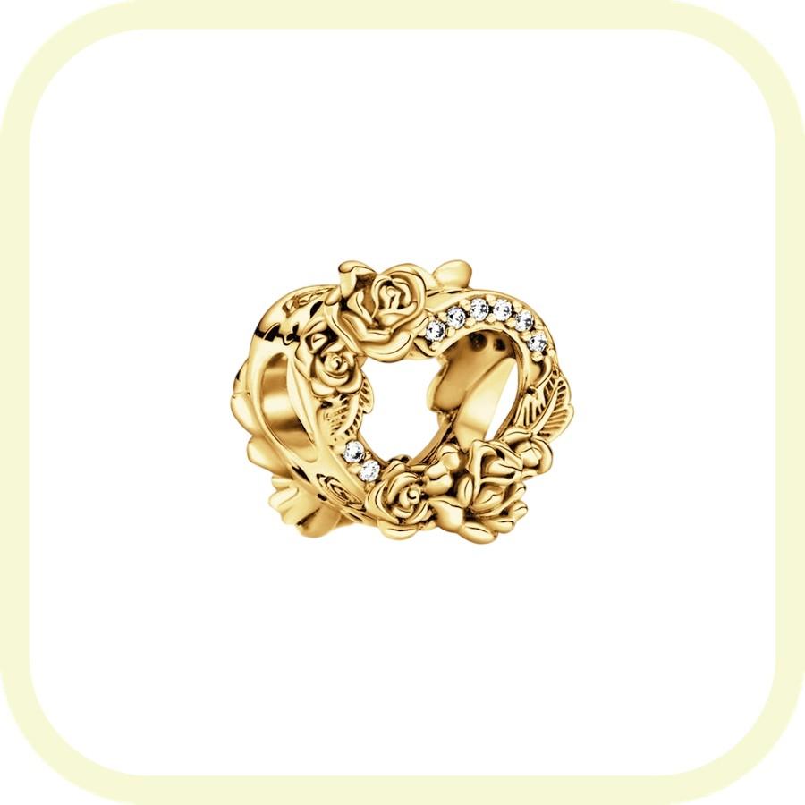 New Golden Flowers Collection Charm Bead Lucky Shamrock Rose in Bloom Daisy Flower Safety Chain Compatible With Authentic Bracelets Do It Yourself Jew
