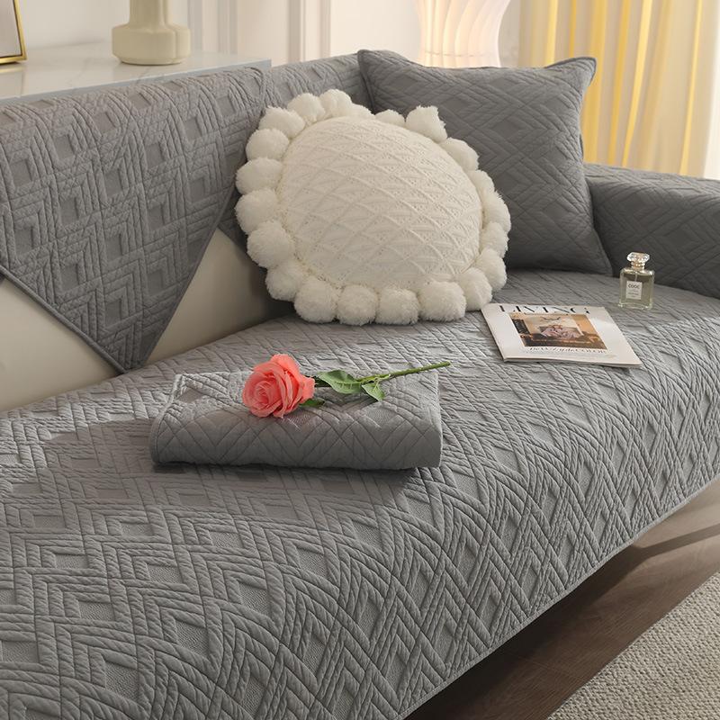 New Solid Color Sofa Seat Cushion Pure Cotton Cloth Non-slip Simple Four-season Cotton Sofa Cushion Cover Towel