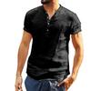 Men's Stand Collar Solid Color Loose Short Sleeved Shirt