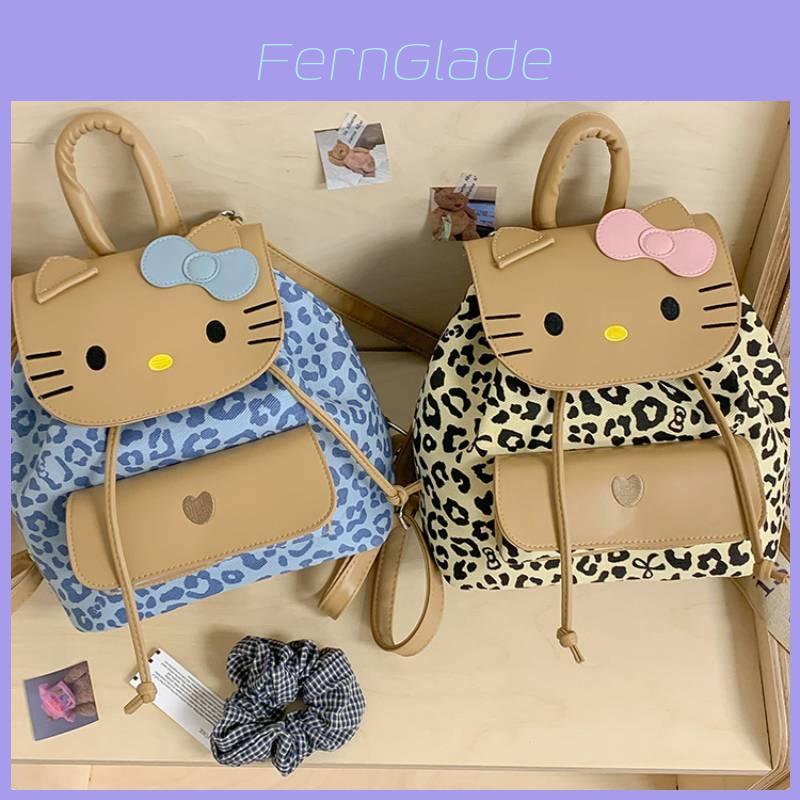 Hello Kitty Cartoon Girl Mini Backpack With Canvas Material And Butterfly Bow For Daily Casual Use